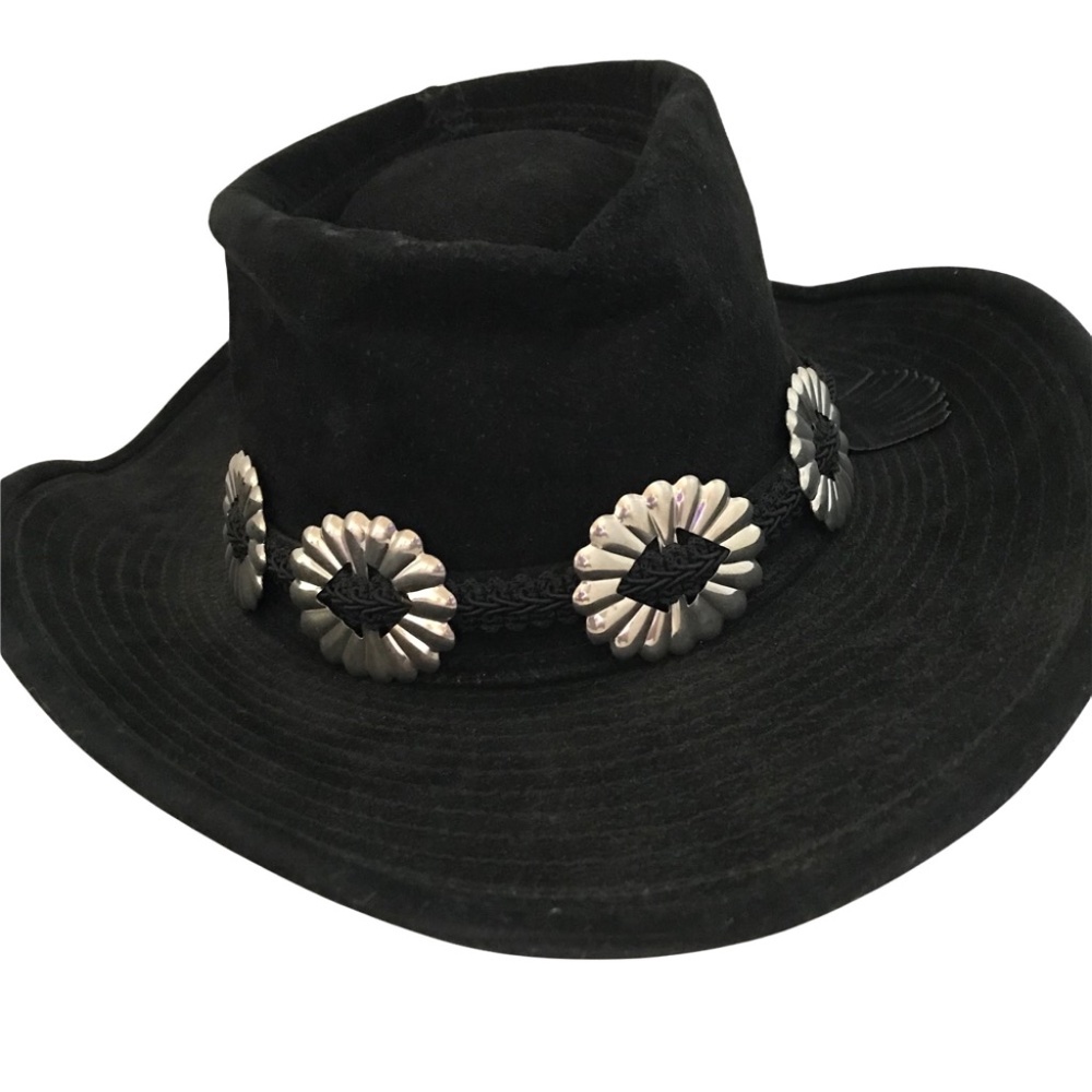 Henschel Black Suede Cowgirl Hat with Concho Band - Medium